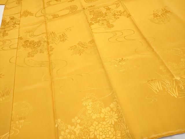 籬草花地紋 金茶色地