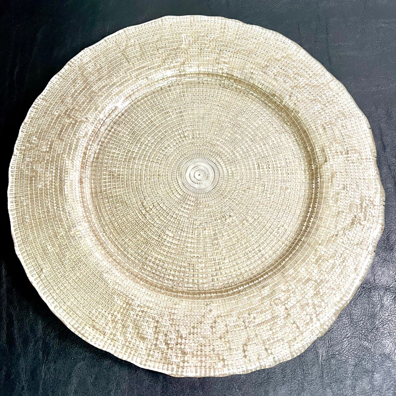 IVV イタリア製 大皿 ガラス皿 Diamante ディアマンテ シャンパンゴールド 32cm プレート