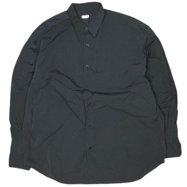 H beauty&youth ナイロンワッシャーレギュラーシャツ ブラック　M H＞ナイロンワッシャー エアリーレギュラーカラーシャツ