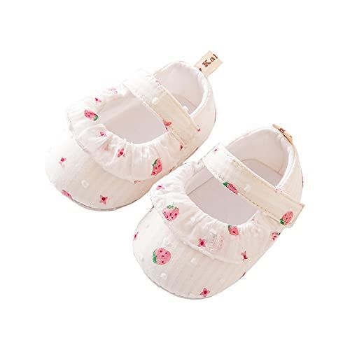 ホワイトイチゴ柄_13.0 cm [Baby koi] ベビーシューズ ソックス靴下女の子新生児滑り止め付き靴ファスナー七五三出産準備贈り物イチゴ柄ホワイト13cm