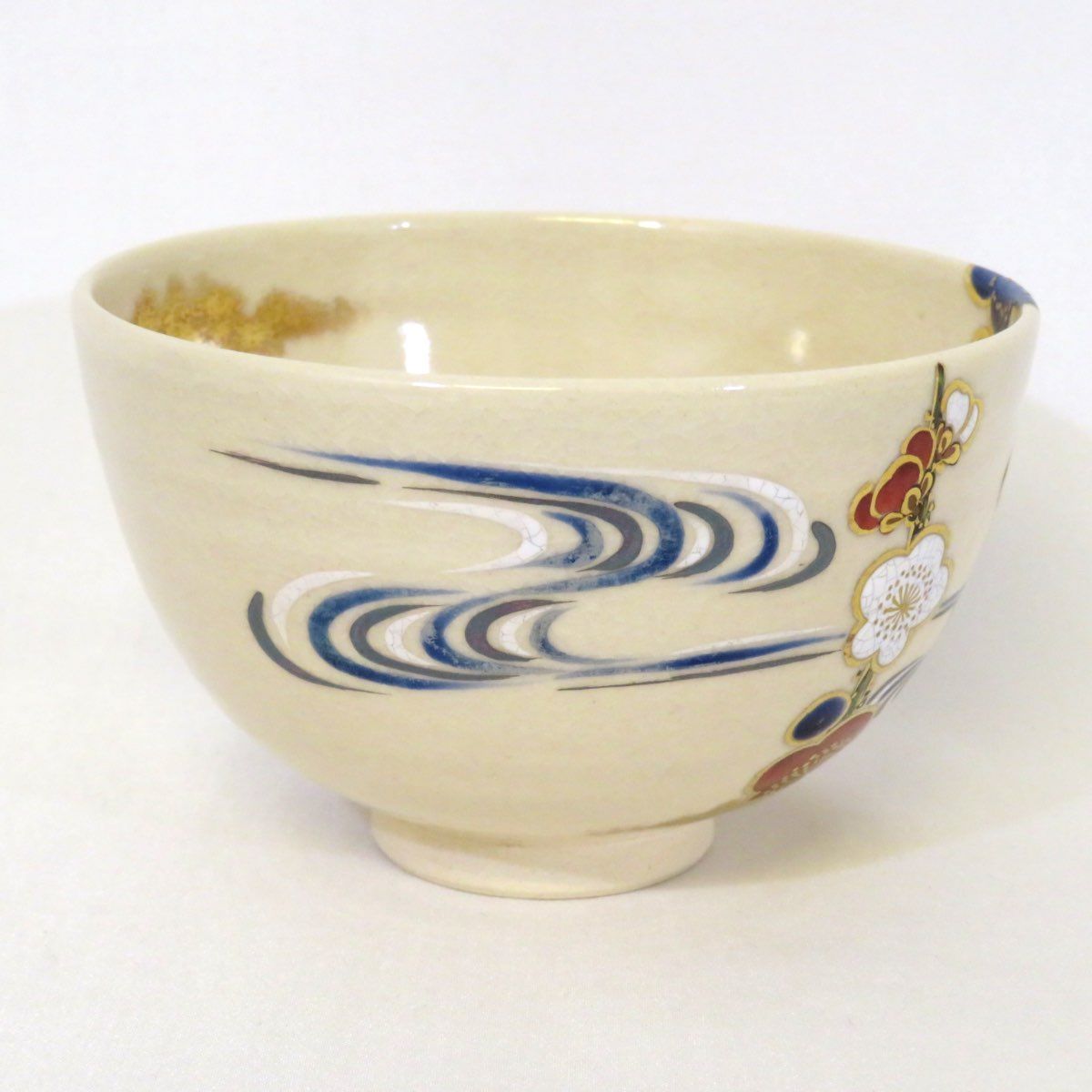 六月の特売品】眞葛焼 宮川香斎(真葛香斎)作 新春 梅乃川 茶碗