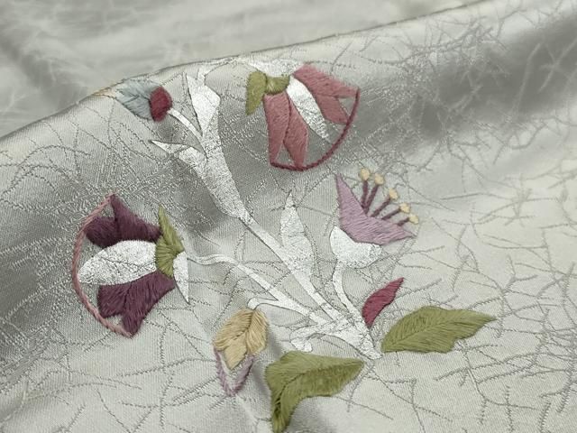 平和屋着物□訪問着 刺繍 草花文 金銀彩 正絹 逸品 AAAQ9429gw 平和屋着物□訪問着 刺繍 草花文 金銀彩 正絹 逸品 AAAQ9429gw