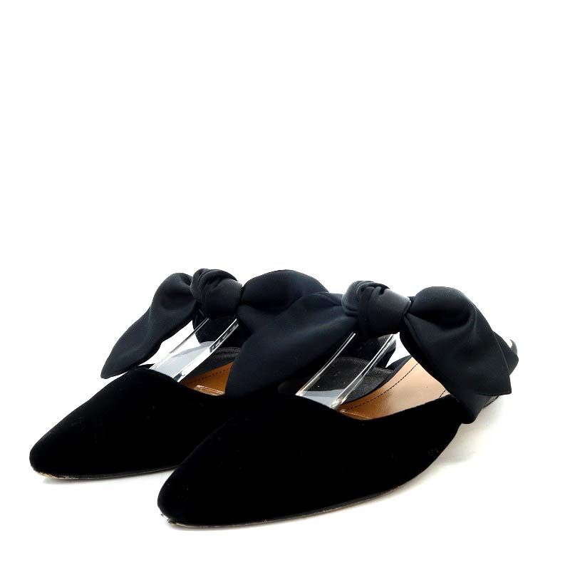 OHGA ベロアリボンパンプス オーガ OHGA ベロア リボン ミュール パンプス フラット S 22cm-22.5cm