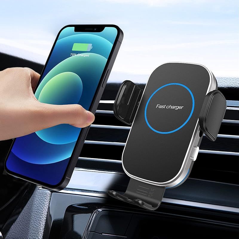 車載ワイヤレス充電器 車載ホルダー15W急速充電 車載Qi スマホホルダー 自動開閉 360度回転 片手操作 エアコン吹き出し口用iPhone15/14/13/12 /11//XS/XR / 8 /シリーズ Android Samsung Galaxy S 0