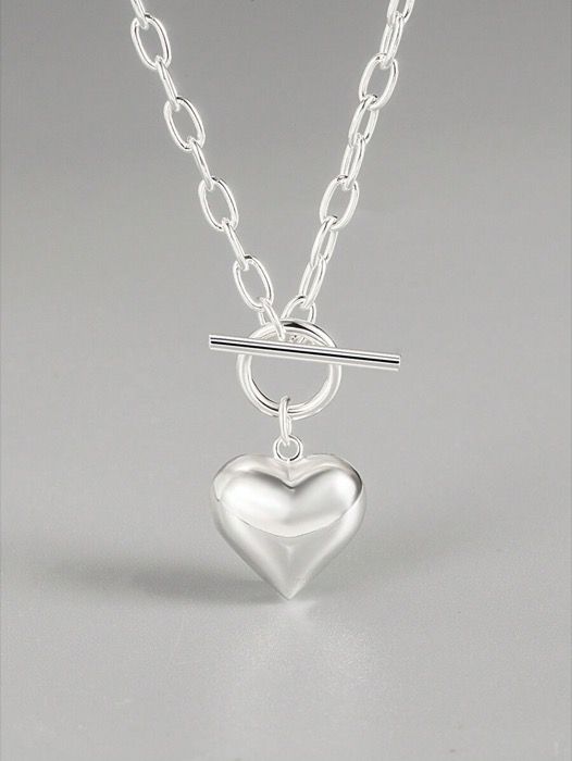 ジュエリー レディース ネックレス ペンダント レトロ S925 純銀ブームハートペンダントネックレス 韓国風シンプルな鎖骨チェーンジュエリー 夏向け