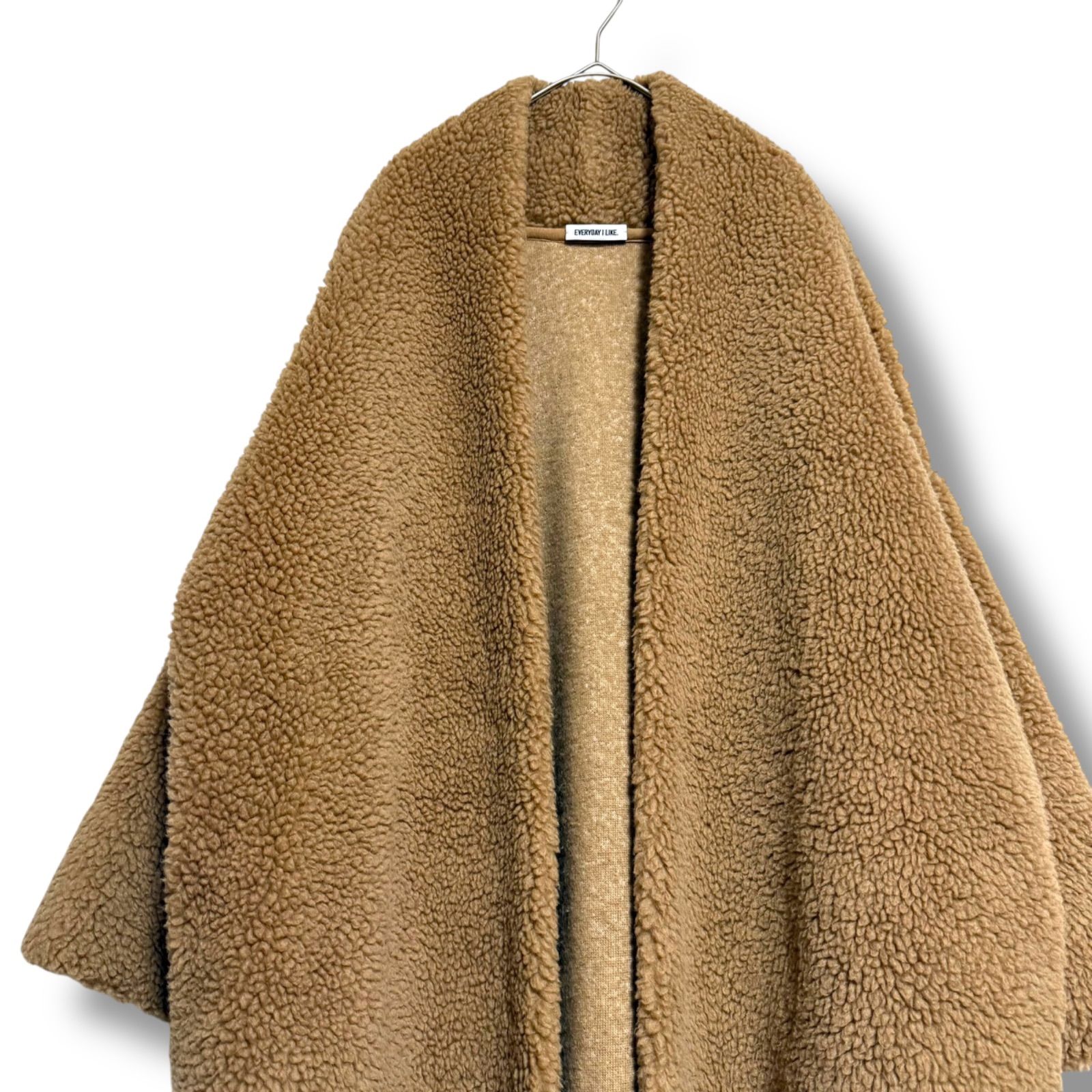 美品 EVERYDAY I LIKE. ウールキャメルボアガウンコート テディベア