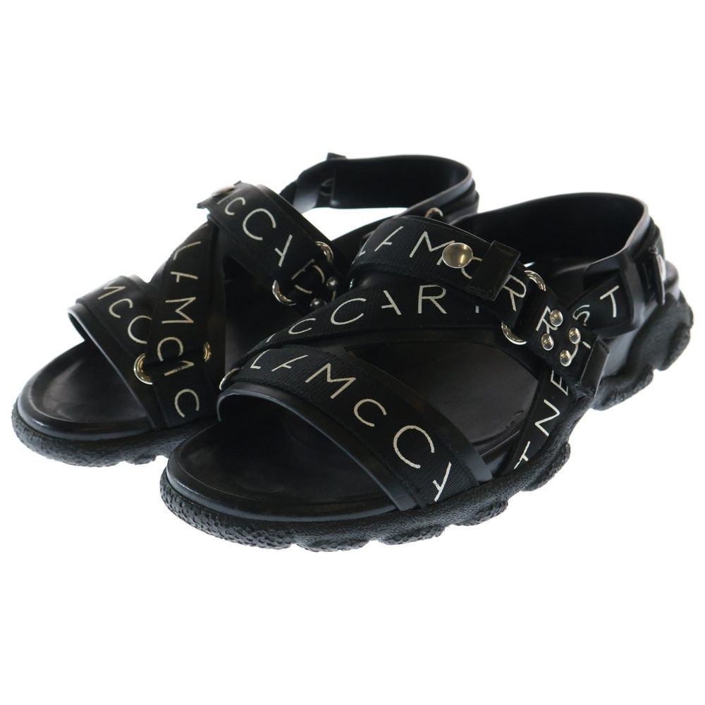 STELLA McCARTNEY ステラマッカートニー 19 SS ロゴテープ スポーツサンダル ブラック 507838