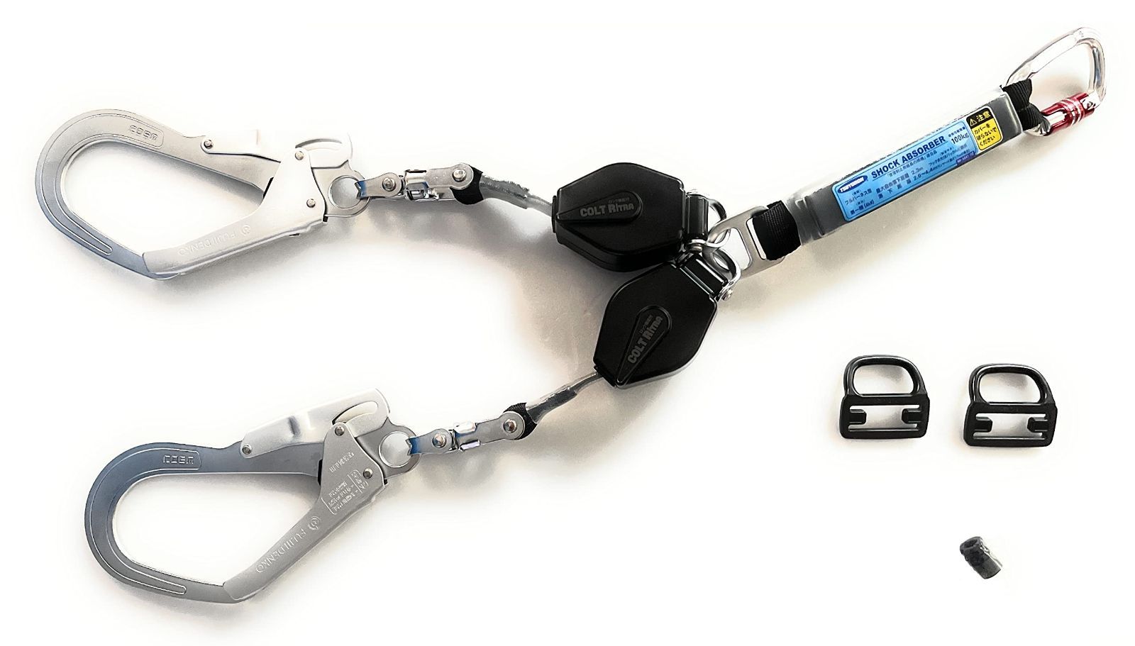 新規格 ハーネス用ツインランヤード 藤井電工 コルトリトラ 小型 軽量 THL-2-CR93SV-21KS-2R23 黒色タイプ ツヨロン 墜落制止用器具 安全帯