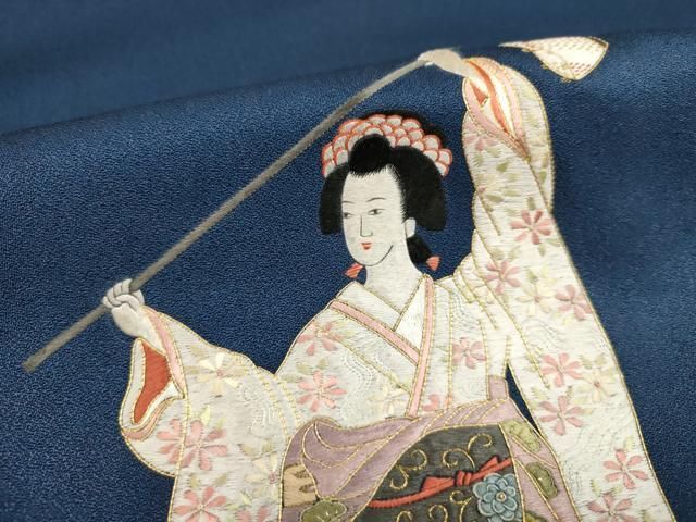 付け下げ 刺繍 金彩 正絹 反物 平和屋着物▽付下げ 反物 着尺 刺繍 人物文 金彩 正絹 逸品 未