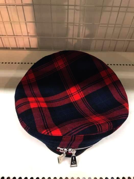 ジップベレー帽 赤タータンチェック - ハンチング