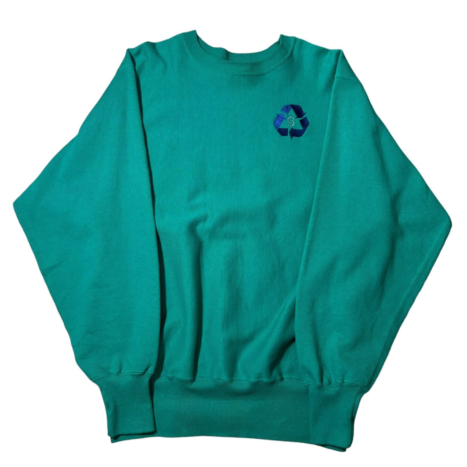 A481】90s Champion reverseweave made in USA Sweatshirts Blue-green