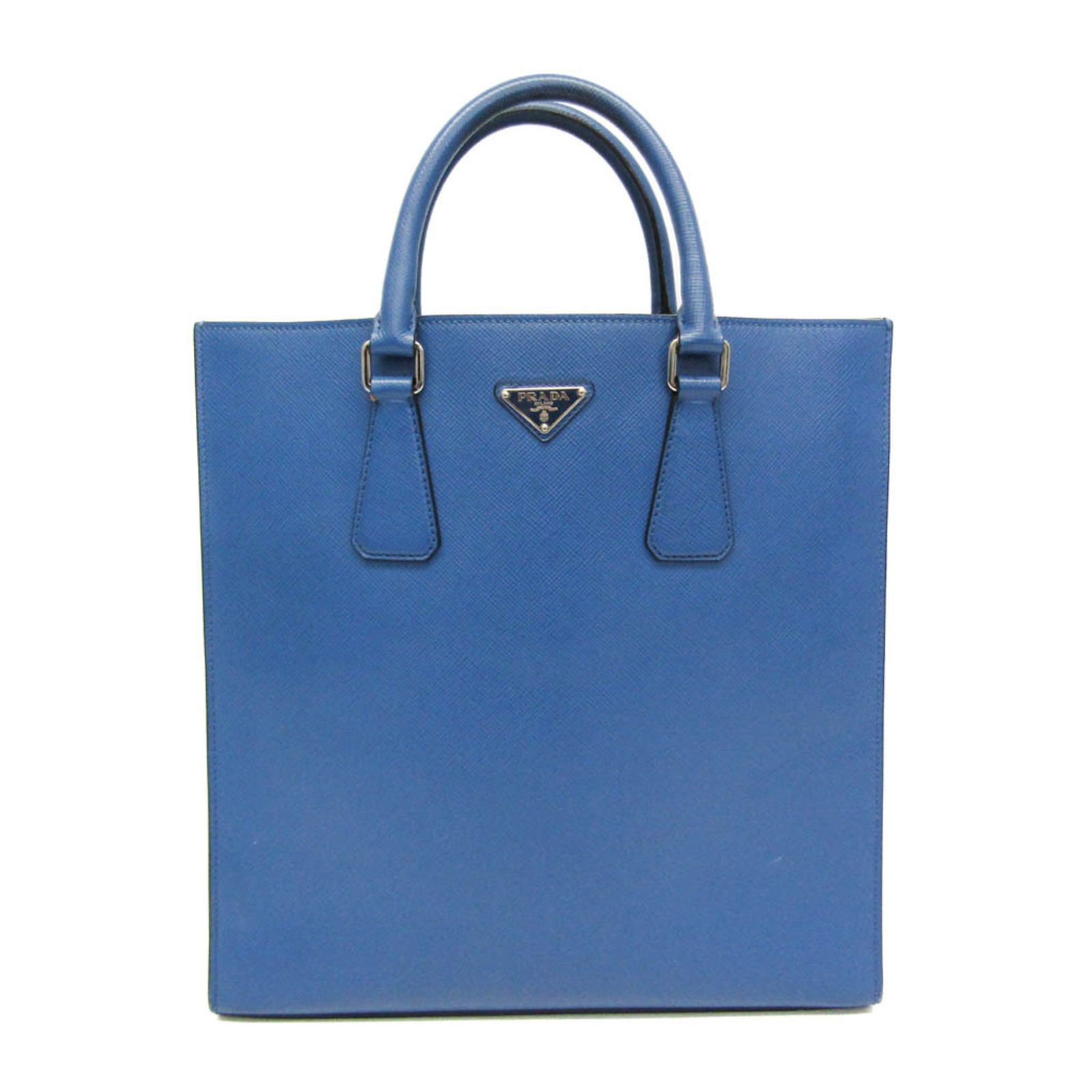 プラダ(Prada) サフィアーノ トライアングル メンズ レザー ハンドバッグ，トートバッグ ブルー