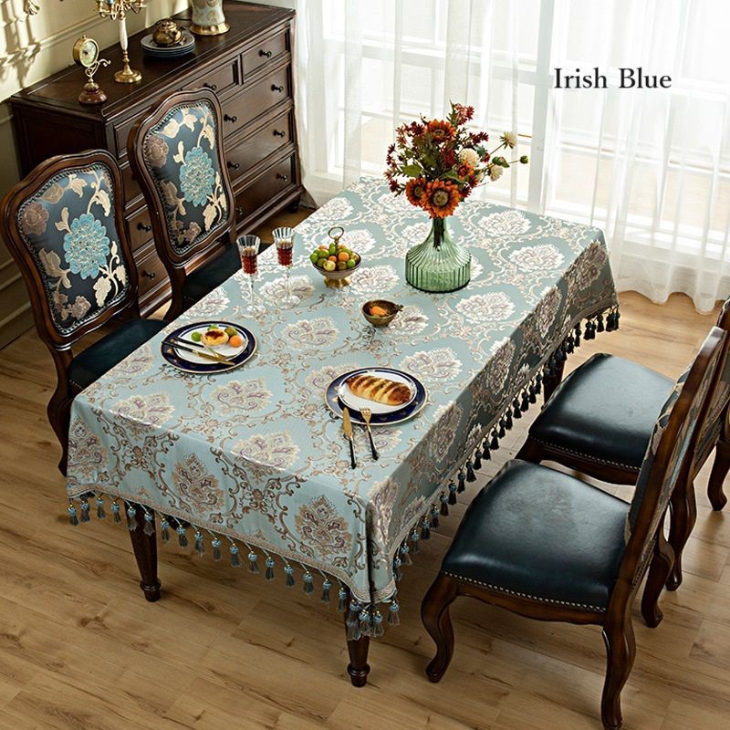テーブルクロス ヨーロッパ ロココ 140cm 240cm 220cm ブルー 高級感  