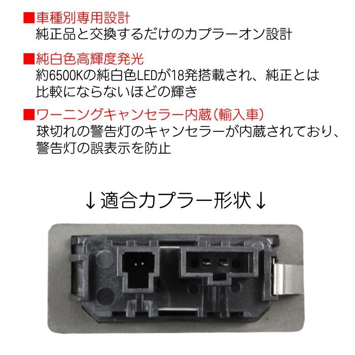 AUDI / Volkswagen LED ライセンスランプ 1台分(2個入り) アウディ フォルクスワーゲン VW 警告灯キャンセラー内蔵 ナンバー灯  専用設計【カー用品のお店BeeTech】カスタマイズ 車用品 電飾パーツ ドレスアップ デコレーション - メルカリ