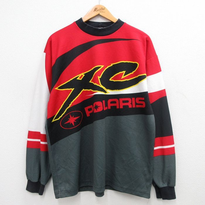 XL/古着 長袖 ビンテージ Tシャツ 90s POLARIS クルーネック 赤 レッド 24jun10 中古 メンズ