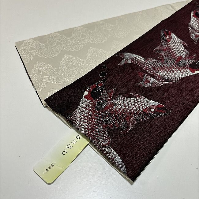 半巾帯 鯉 両面 - 9825 白 紫 r060