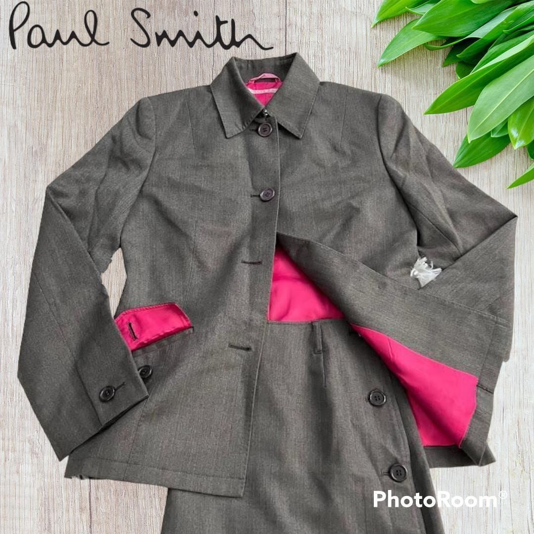 PS Paul Smith スカートスーツ　セットアップ　38　ウール　グレー
