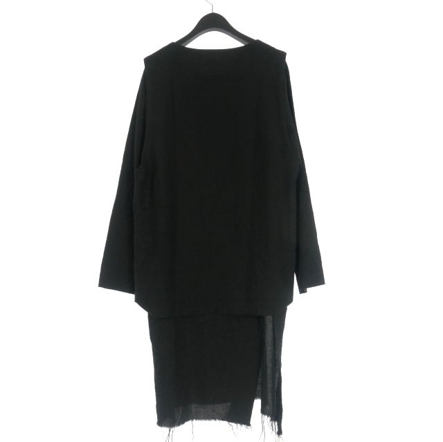 ベッドフォード BED J.W. FORD 17SS ウール サイドスリット レイヤードロングカットソー Tシャツ 長袖 1 ブラック 黒 17SS-B-LS01