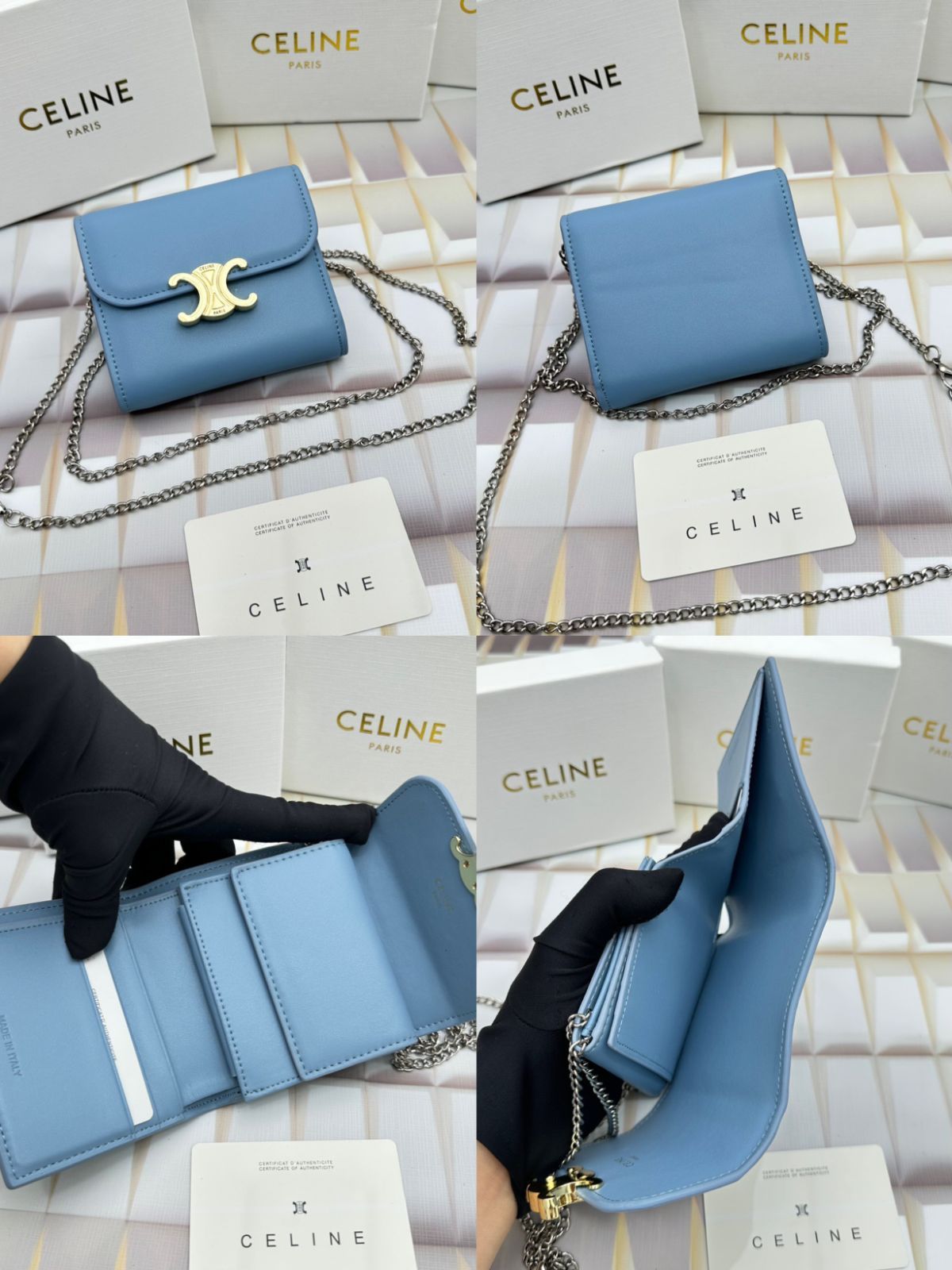 新品未使用 セリーヌ CELINE 財布 三つ折り トリオンフ ブラウン