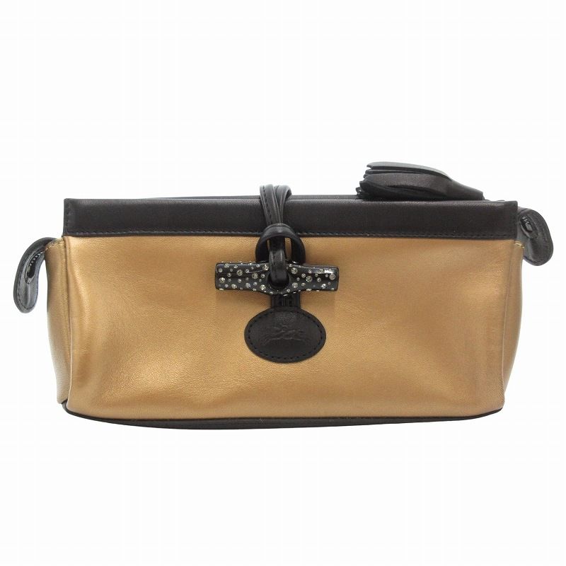 ロンシャン LONGCHAMP クラッチバッグ ポーチ ビジュー タッセル