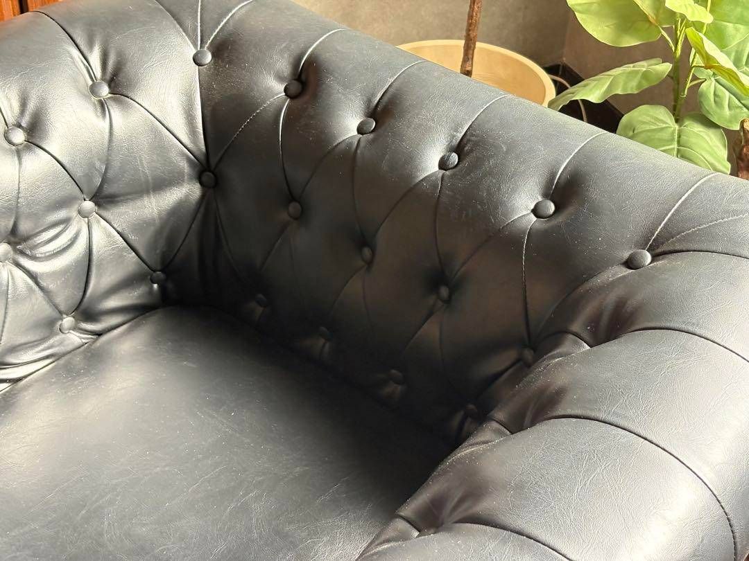 本革 チェスターフィールド アームチェア リベット打ち ボタンダウン YZ