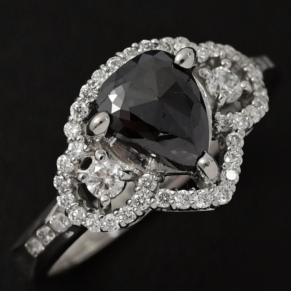 ブラックダイヤモンド･ダイヤモンドリング･指輪|Pt900-4g|11号|