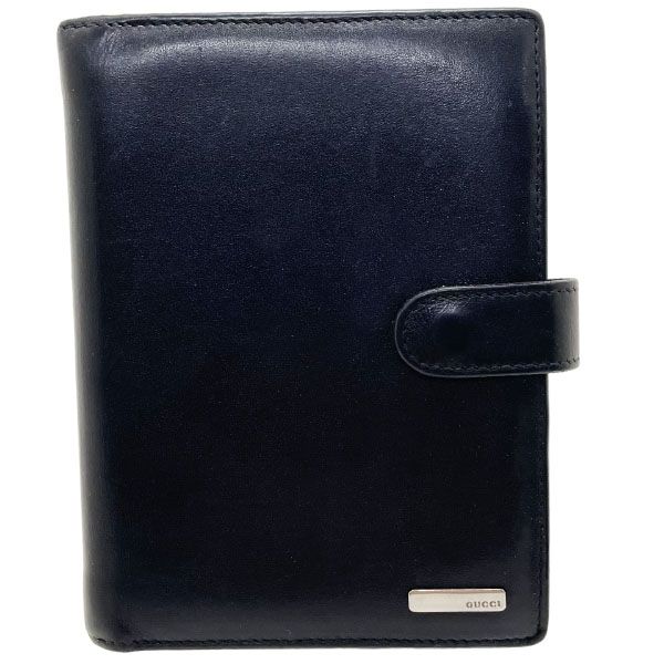 グッチ 手帳カバー ロゴプレート アジェンダ レザー 革 ブラック 黒 039 3731 GUCCI システム手帳カバー ダイアリー アドレス帳 メモ帳 6穴式 ブランド小物