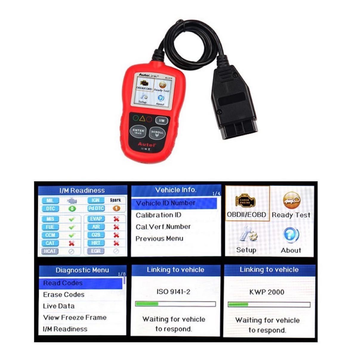AUTEL AutoLink AL319コードリーダースキャナーOBD2診断ツール 送料込み 日本語化済み Autel AutoLink AL319 オンボード OBDII⁄CAN コード