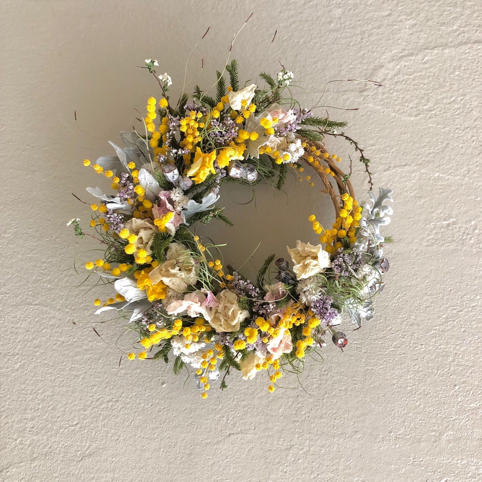 春色　ミモザ　ミモザリース　三日月Wreath 春色 ミモザ ミモザリース 三日月Wreath