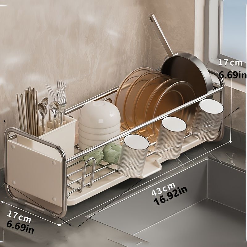 HOWDIA オーバーシンクディッシュ乾燥ラック 2段 ステンレススチール 大型食器乾燥ラック キッチンカウンター用 キッチンカウ 並行輸入品