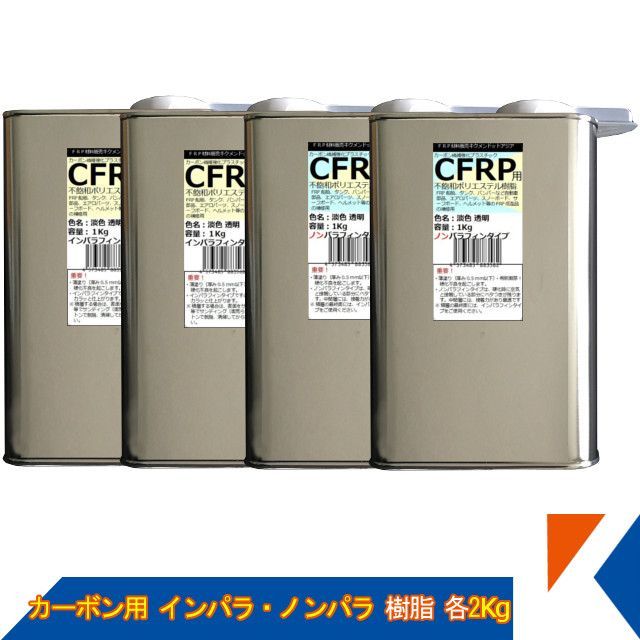 キクメン FRP カーボン 仕上 インパラ 樹脂2Kg・ノンパラ 樹脂2Kg FRP 補修 ボート 船 カー カウル スポイラー エアロ RED MEMORY カーボン カーボンクロス 送料無料
