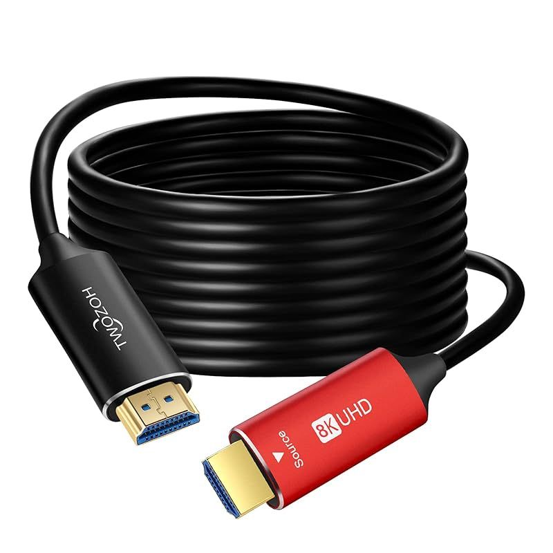 Twozoh 8K ファイバー HDMI ケーブル 15M 高速HDMI 2.1 光 ファイバーコード 48Gbps 8K 60Hz 4K 120Hz 0