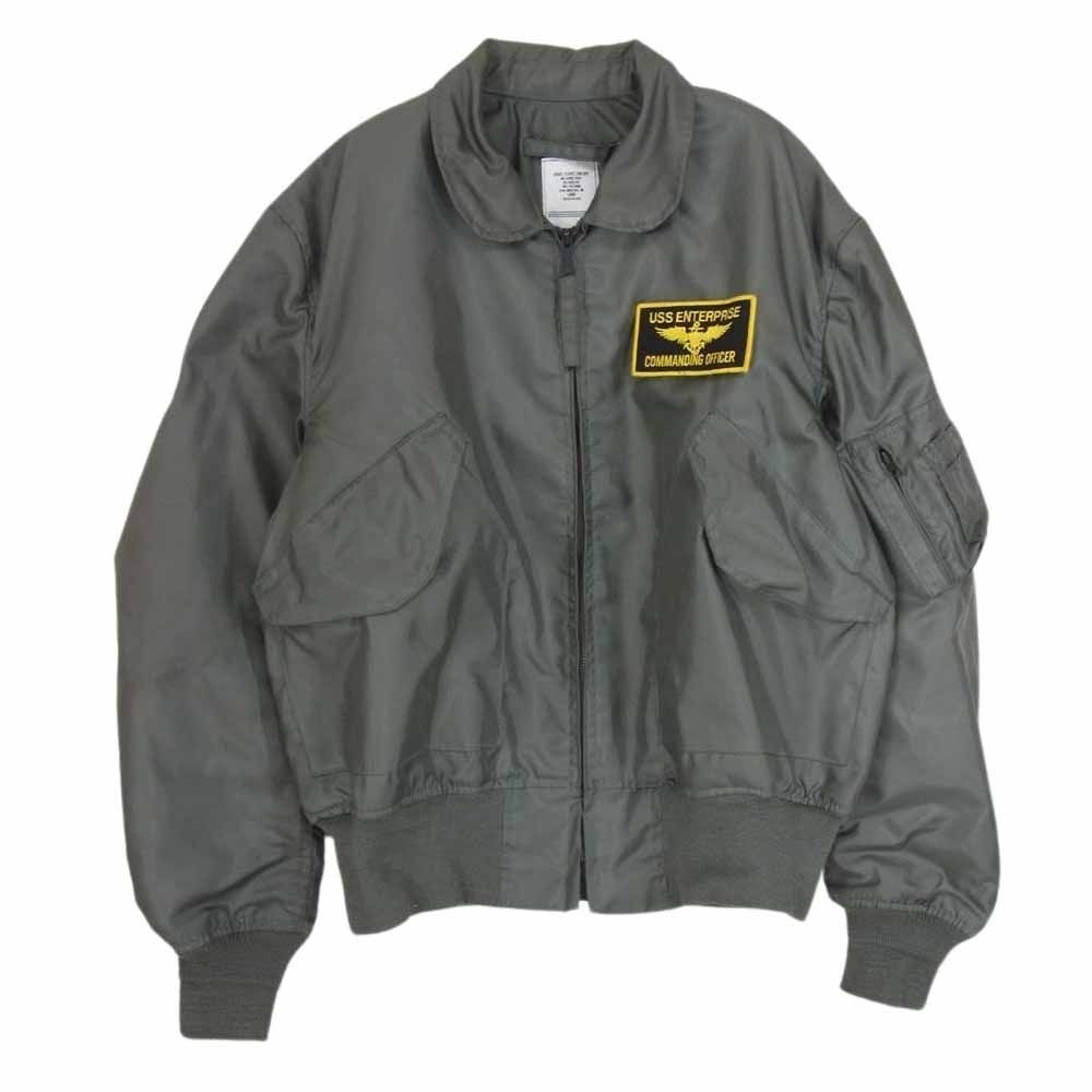 ユーエスアーミー US ARMY MIL-J-83382C 90s USAF アルファ社 CWU ワッペン付きフライト ミリタリージャケット カーキ系 L【中古】