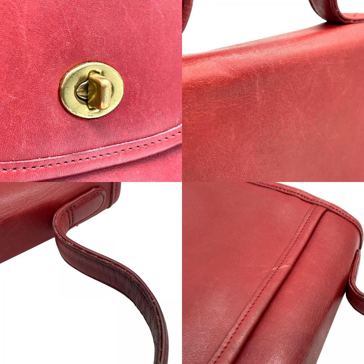 COACH コーチ ショルダーバッグ ターンロック レザー 2WAY ハンドバッグ レッド 赤 S90 コーチ グラブタンレザー DECORATOM_COM_BR