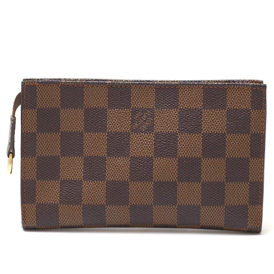 VUITTON ダミエパターン ブラウンレザー ポーチ