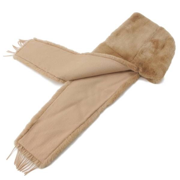 MaxMara マックスマーラ ベージュ ファーマフラー フード付き 元箱付き 350829657_2.jpg