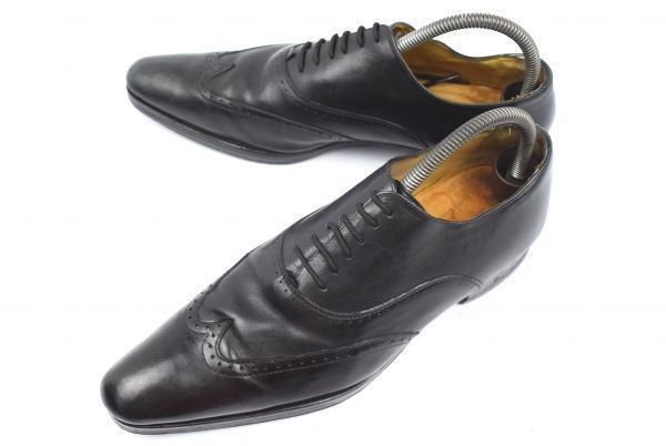 フランス名門 Bexley ベクスレー 本革ウイングチップ 24.0 黒 マッケイ製法 ドレスシューズ ビジネス◆20E168