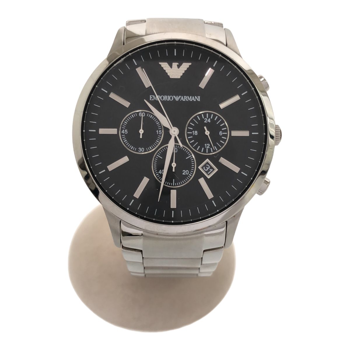 EMPORIO ARMANI エンポリオアルマーニ クロノグラフ腕時計 クォーツ AR-2460 シルバー ブラックステンレススティール