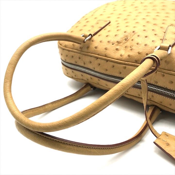 展示品 PRADA オーストリッチ ボストンバッグ 三角ロゴ PRADA プラダ