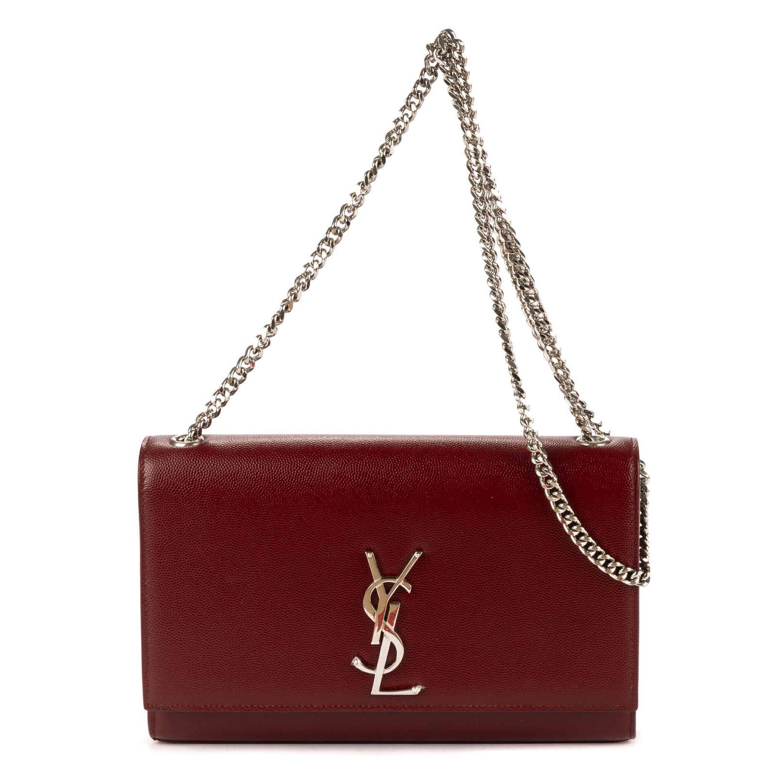 YVES SAINT LAURENT イヴサンローランケイトマルーンマトラッセ グレイン ドゥ プードル レザーA