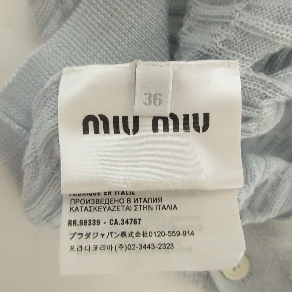 MIU MIU - 良品 miu miu ミュウミュウ カシミヤシルク バックボタン ニット セーター サイズ38 ライトブルー レディース 古着 中古 USED 良品 miu miu ミュウミュウ カシミヤシルク バックボタン ニット