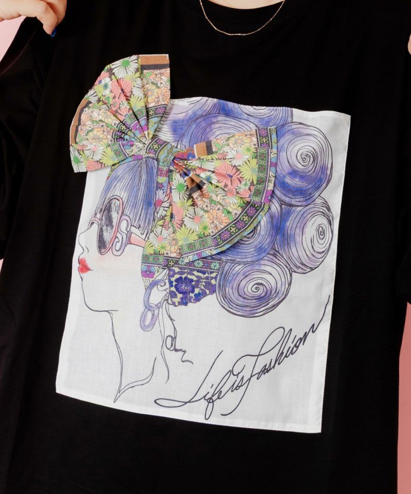 ScoLar 152640：女の子リボンアップリケ 接触冷感TシャツS-M