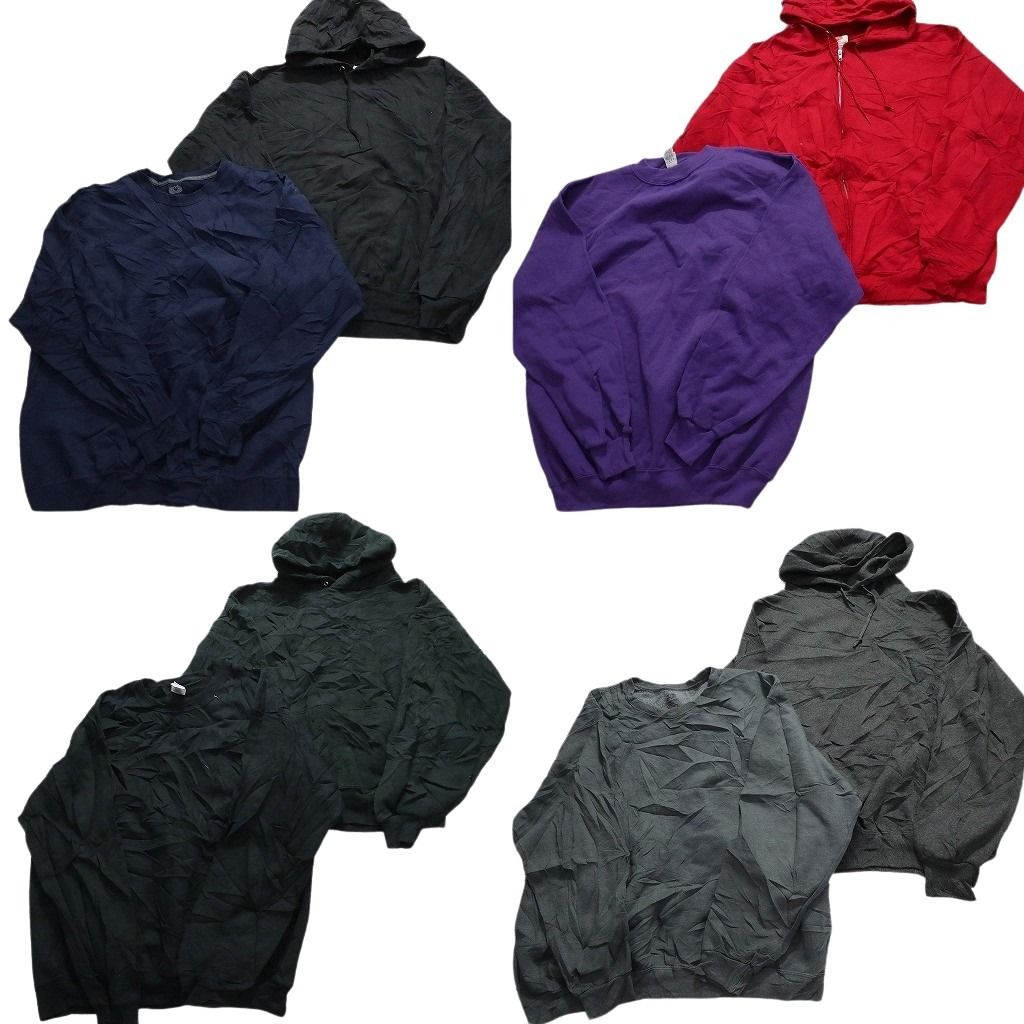 古着卸 まとめ売り 無地 スウェット 8枚セット (メンズ L /XL ) フーディー ブラック ネイビー グレー 赤 フルジップパーカー MX2325