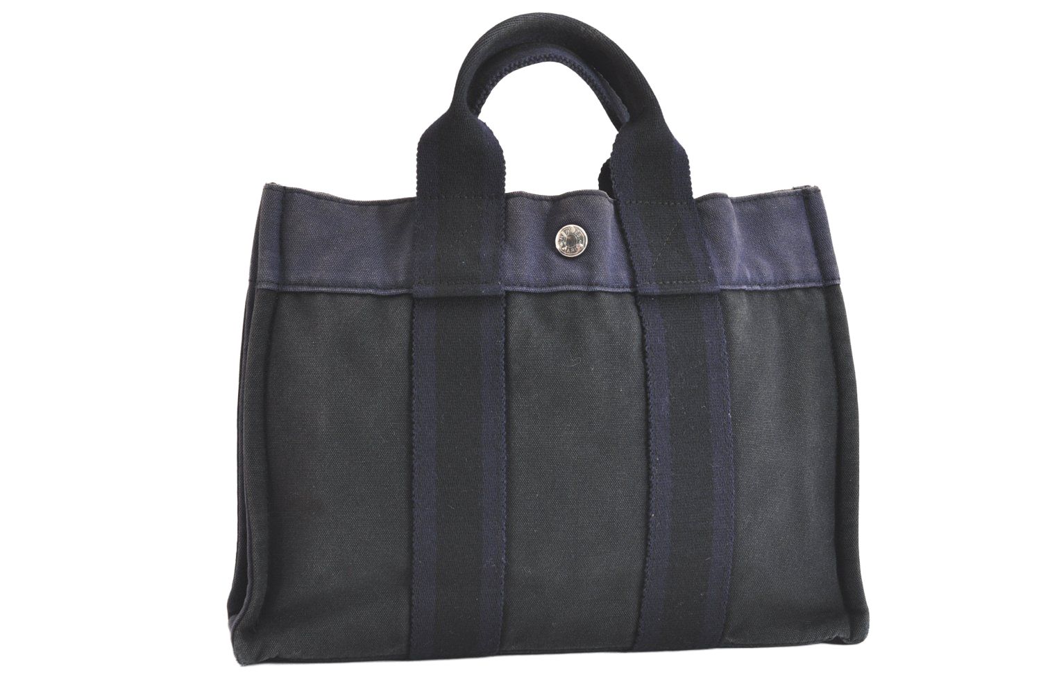 HERMES エルメス フールトゥ PM ヴィンテージ ハンドトートバッグ 財布 キャンバス ブラック 2779N
