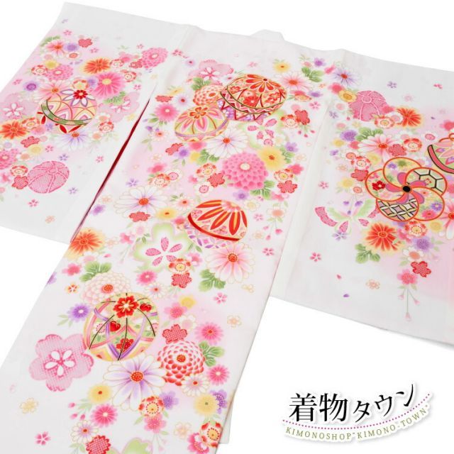 お宮参り 女の子 着物 初着 産着 正絹 毬 桜 鈴 白 女児 祝着 掛け着 販売 購入 一つ身 10001006 hitotsumi-00034
