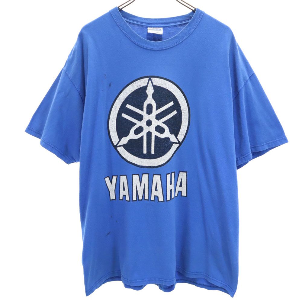 ヘインズ 90s 音叉ロゴプリント 半袖 YAMAHA Tシャツ XL ブルー系