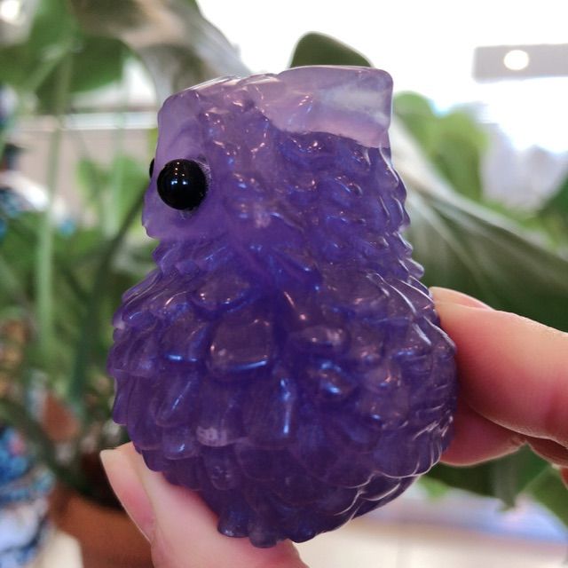 縁起物】フローライトふくろう置物