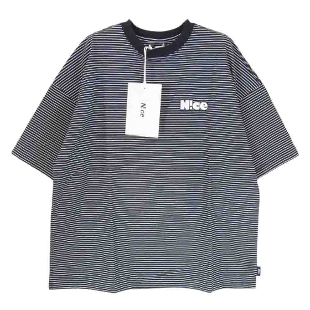 新品タグ付き N!ce round logo tee navy ボーダーTシャツ ナイス N!ce Round Logo Border Tee Navy ラウンド ロゴ ボーダー T