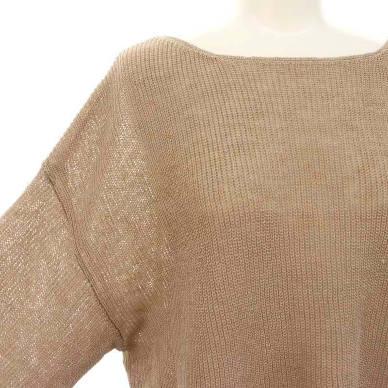 【美品 24SS】スローブイエナ ボートネックニット リネン混 紺色 現行 美品 24SS】スローブイエナ ボートネックニット リネン混 紺色
