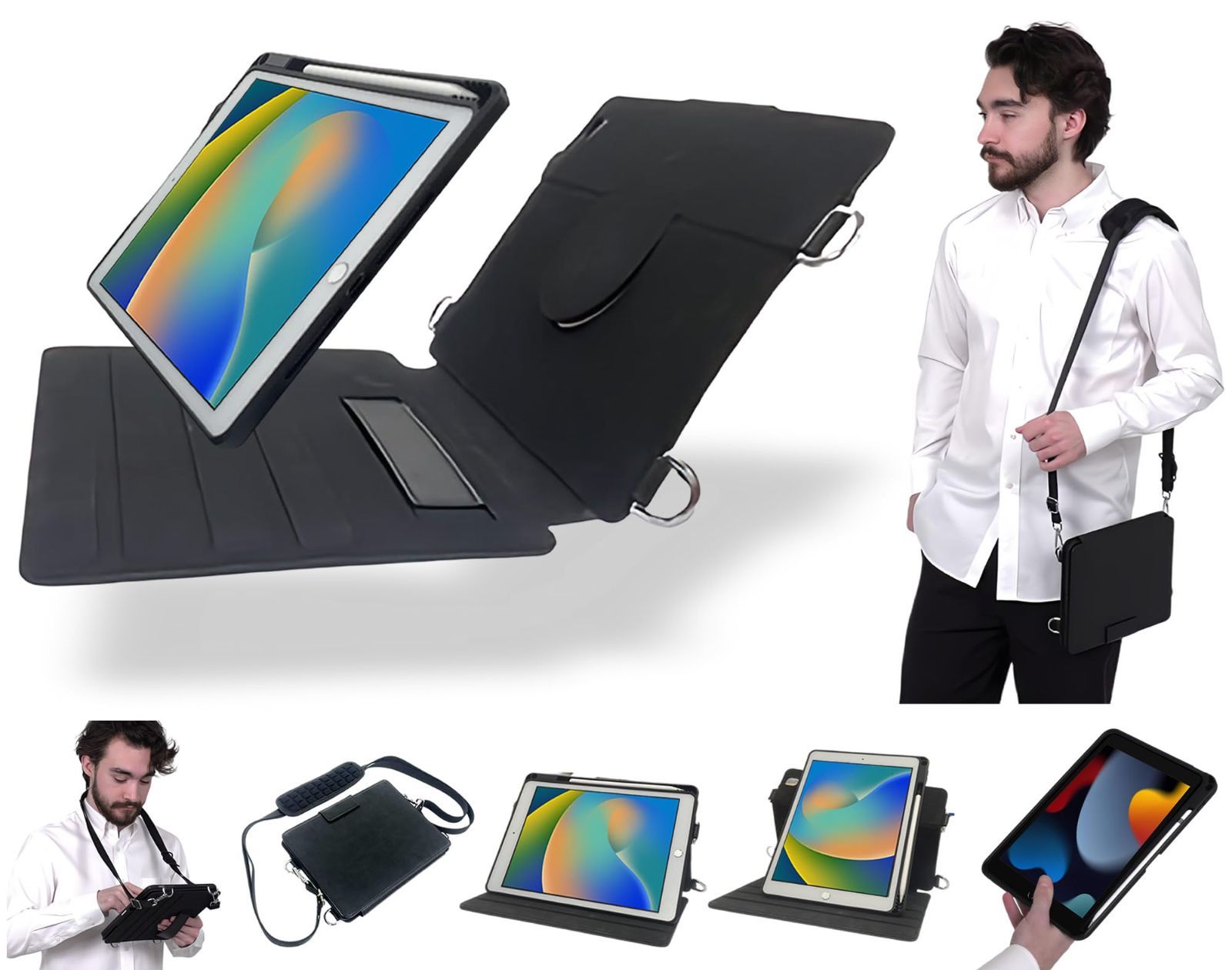 【数量限定】KRUF iPad 10.2インチ (第9世代 第8世代 第7世代) 3モデル対応 本体とカバーが取り外し可能 ケース 肩掛け 首掛け ショルダー Apple Pencil 収納可 ビジネス 学校 by 幡ヶ谷カバン